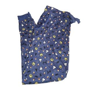 Jaclyn Smith Halloween Candy Corn Ghost Pumpkin Pajama Bottoms Denim Blue